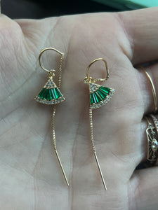 Green Emerald Ear threader