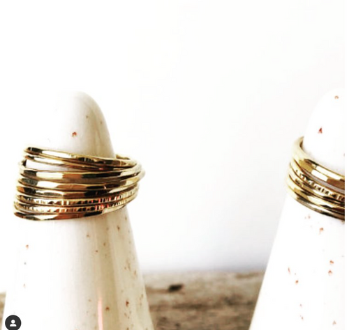Gold hammered stacking ring